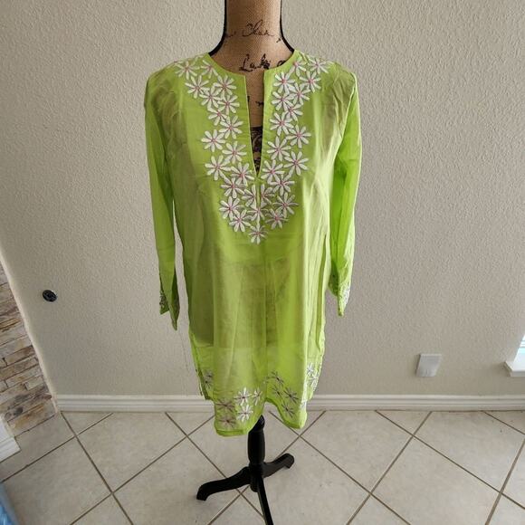 BARBARA GERWIT tunic length‎ embroidered floral Kurti size medium - Picture 1 of 9